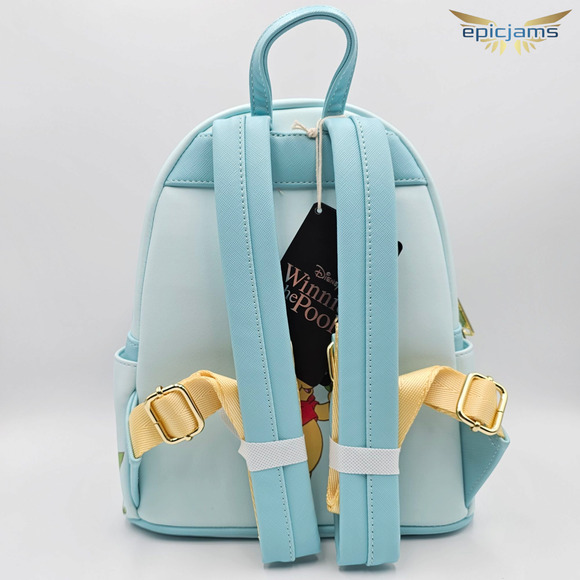Loungefly Disney Winnie the Pooh Floral Pooh Bear & Friends Blue Mini Backpack - Picture 6 of 9